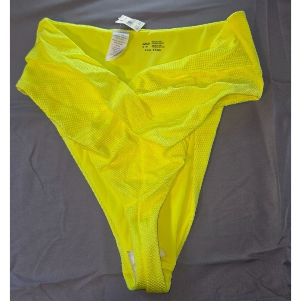 Aerie High Cut Cheeky Neon Yellow Swim Bathing Suit Bottom New Medium M